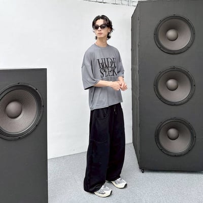 【現貨】HIDE AND SEEK 文字堆疊落肩短T10