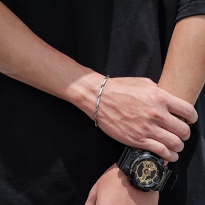 【現貨】鈦鋼菱形竹葉幾何手鍊4