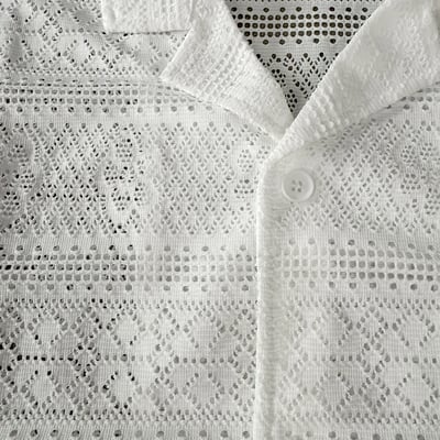 【夏日必買現貨】海灘簍空紋短版短袖襯衫7