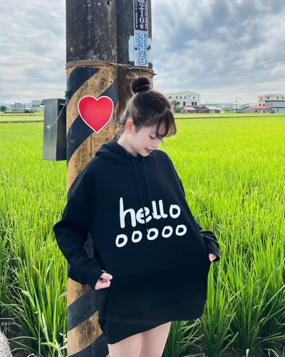 【現貨】美式helloooo印花牛奶絨帽T1