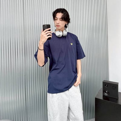 【現貨】撞色小愛心刺繡短T7