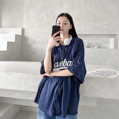 【層次穿搭現貨】網眼開扣棒球衫7