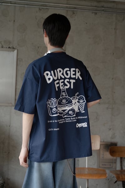 【SORONA® 涼感現貨】BURGER FEST速食套餐印花短T5