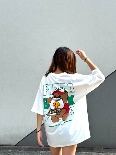 【現貨】PIZZA小熊外送員印花短T1