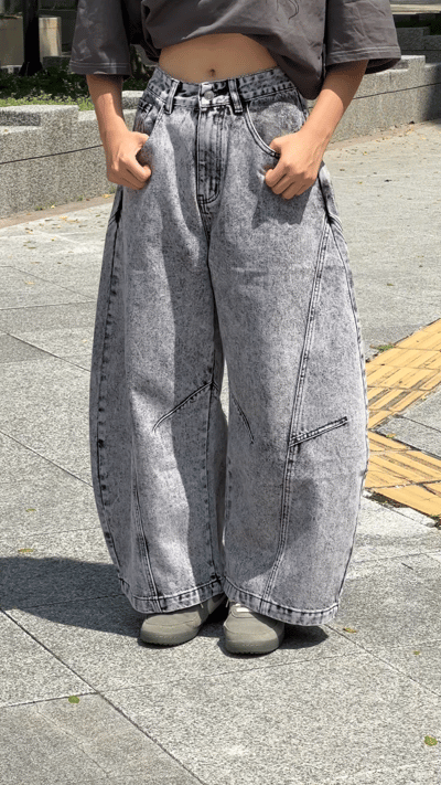 【爆款現貨】灰隕星塵刷色彎刀褲13