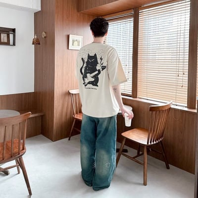 【現貨】像素吉他貓印花短T10