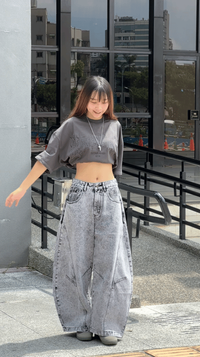 【爆款現貨】灰隕星塵刷色彎刀褲11