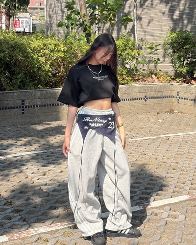 【誰都能駕馭!!!】美式撞色疊穿彎刀棉褲8