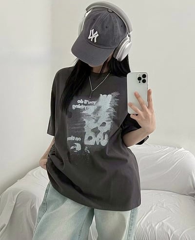 【現貨】幻影模糊字母印花短T8