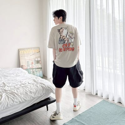 【現貨】CAT SLEEPING瞌睡貓塗鴉風印花短T3