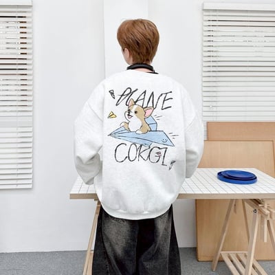 【現貨】紙飛機柯基插畫大學T2