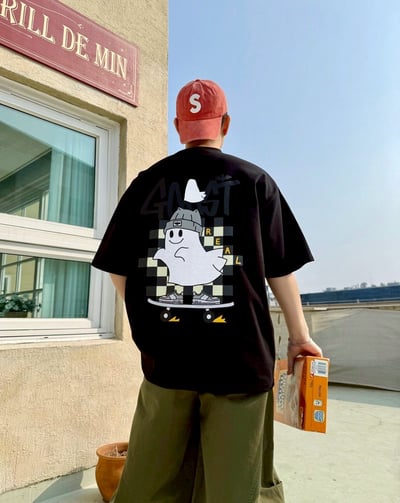 【現貨】GOAST棋盤格滑板幽靈印花短T4