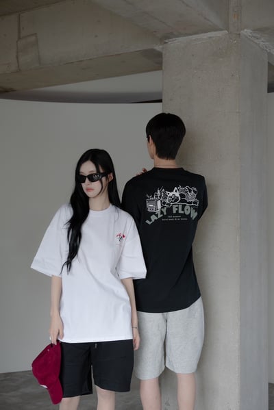 【SORONA® 涼感現貨】LAZY FLOW慵懶貓咪印花短T5