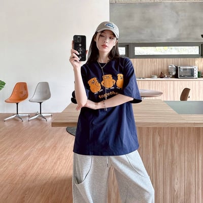 【現貨】Together 毛巾刺繡小熊短T2