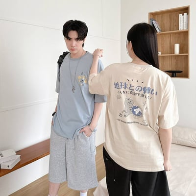 【現貨】地球與貓咪日文短T4