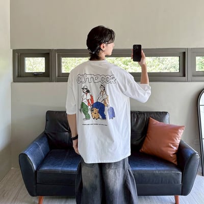 【SORONA® 涼感現貨】OUTDOOR雙人旅行印花短T5