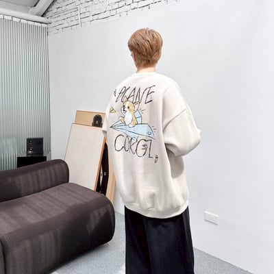 【現貨】紙飛機柯基插畫大學T4