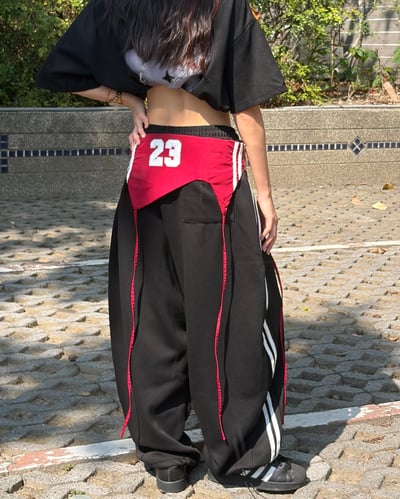 【誰都能駕馭!!!】美式撞色疊穿彎刀棉褲9