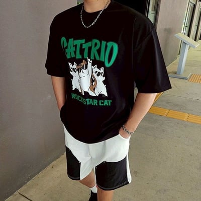 【現貨】CATTRIO 搖滾墨鏡貓印花短T2