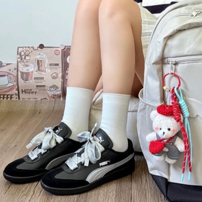 【新款!國外限定】Puma 9-T Suede 黑白銀 黑銀 寬鞋帶 復古德訓鞋｜407608-025