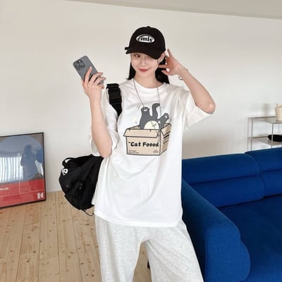 【現貨】Cat Food跌倒貓咪短T3