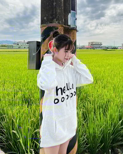 【現貨】美式helloooo印花牛奶絨帽T6