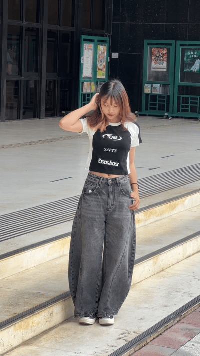 【現貨】美式撞色賽車風短版T5