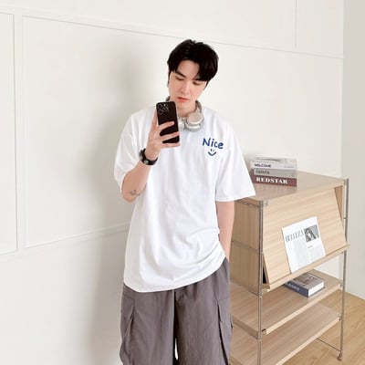 【SORONA® 涼感現貨】NICE 笑臉印花短T4