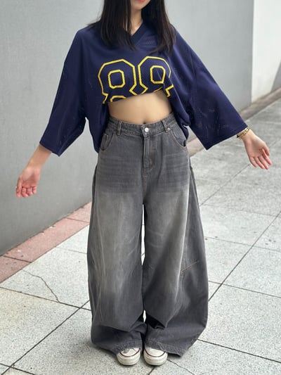 【現貨】街頭煙痕落地彎刀褲14