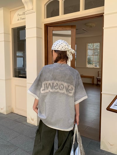 【層次單品】美式洗水貼布繡重磅短T2