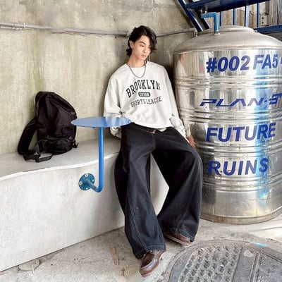 【現貨】BROOKLYN 華夫格束口印花大學T10