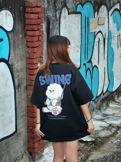 【現貨】SWING小狗盪鞦韆印花短T1