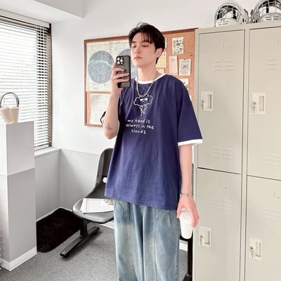 my head is always in the clouds 墨鏡雲朵撞色螺紋短T2