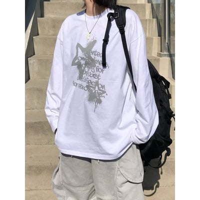 【現貨】美式星星塗鴉字母純棉長T7