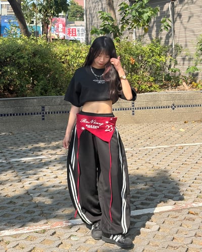 【誰都能駕馭!!!】美式撞色疊穿彎刀棉褲4