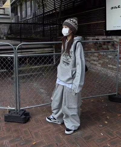 【現貨】重磅闊腿大口袋工裝棉褲2