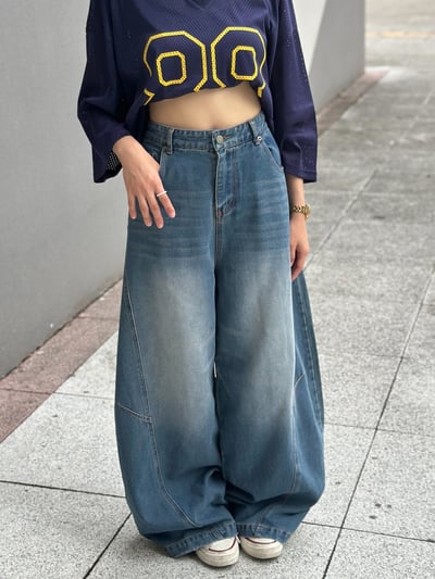 【現貨】街頭煙痕落地彎刀褲9