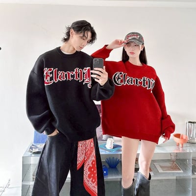 【現貨】哥德字撞色毛衣2