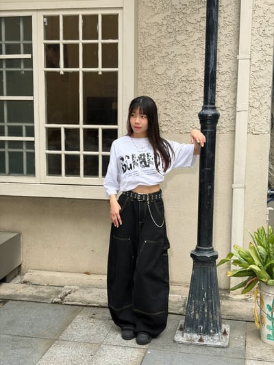 【腿長顯瘦神褲 官網限定】暗域結構拼接工裝寬褲3