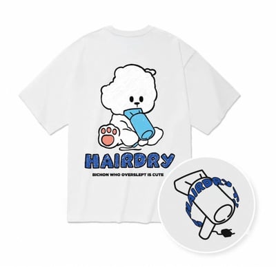 【現貨】HAIRDRY吹風機狗狗插畫印花短T12