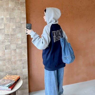 【現貨】VINTAGE撞色拼接連帽外套4