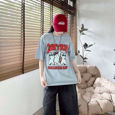 【現貨】CATTRIO 搖滾墨鏡貓印花短T6