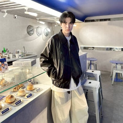 【現貨】廓形剪裁雙鍊皮外套5