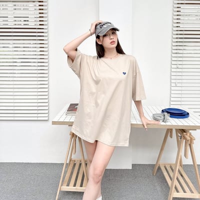 【現貨】撞色小愛心刺繡短T6