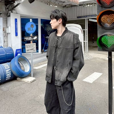 【現貨】廓型仿舊牛仔棒球夾克外套8