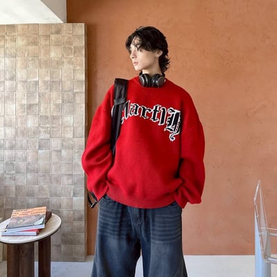 【現貨】哥德字撞色毛衣10