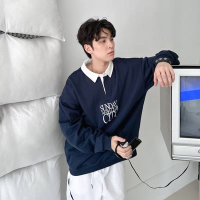 【現貨】刺繡英字撞色領POLO衫3