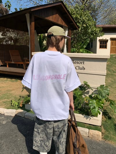 【前後不同色!!!帥酷單品】美式手袖拼接做舊重磅短T3