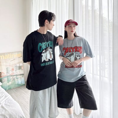 【現貨】CATTRIO 搖滾墨鏡貓印花短T1