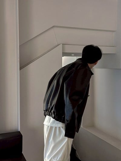 【現貨】廓形剪裁雙鍊皮外套2